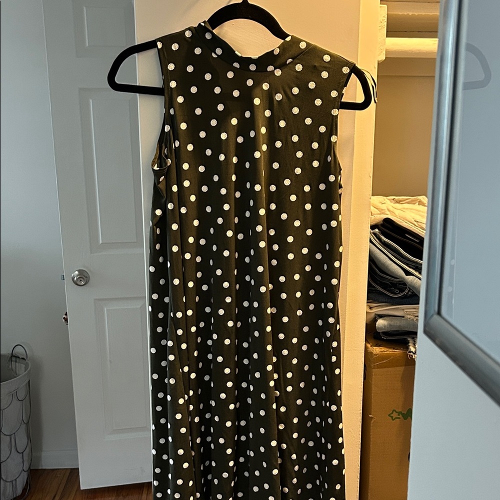 Signature by Robbie Bee Olive Polka Dot Midi Dress